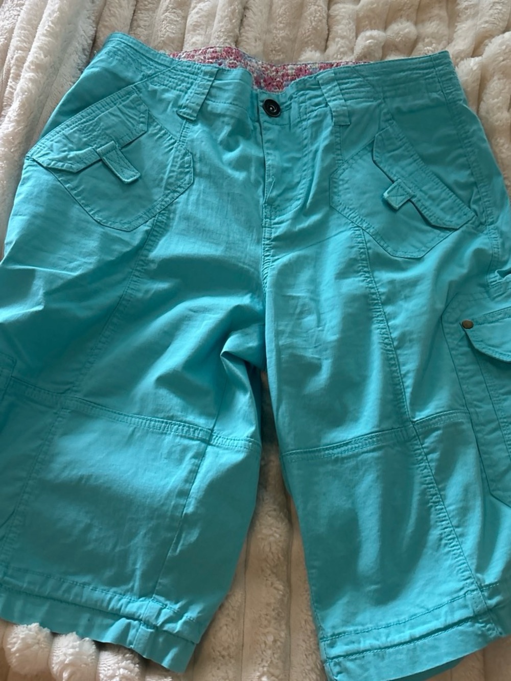 Women's Turquoise Bermuda Shorts with Cargo Pockets